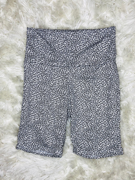 White Cheetah Biker Shorts